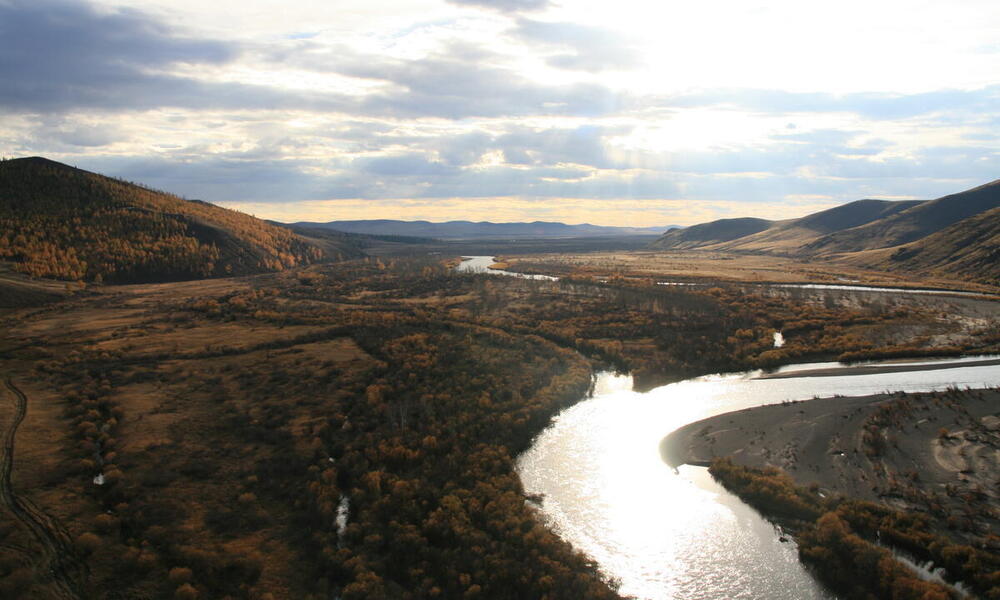 View from a mountaintop over the Onon River