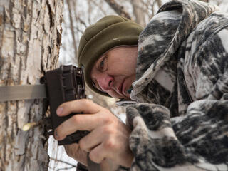 Pavel Fomenko sets up camera trap