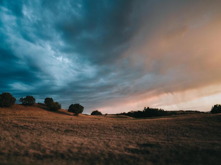 Stormy sunrise over the Badlands